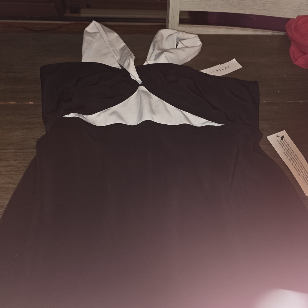 Topshop Black and White Midi Dress
